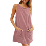 Load image into Gallery viewer, Corduroy Tank Dress Retro Silhouette Lightweight N5Z335
