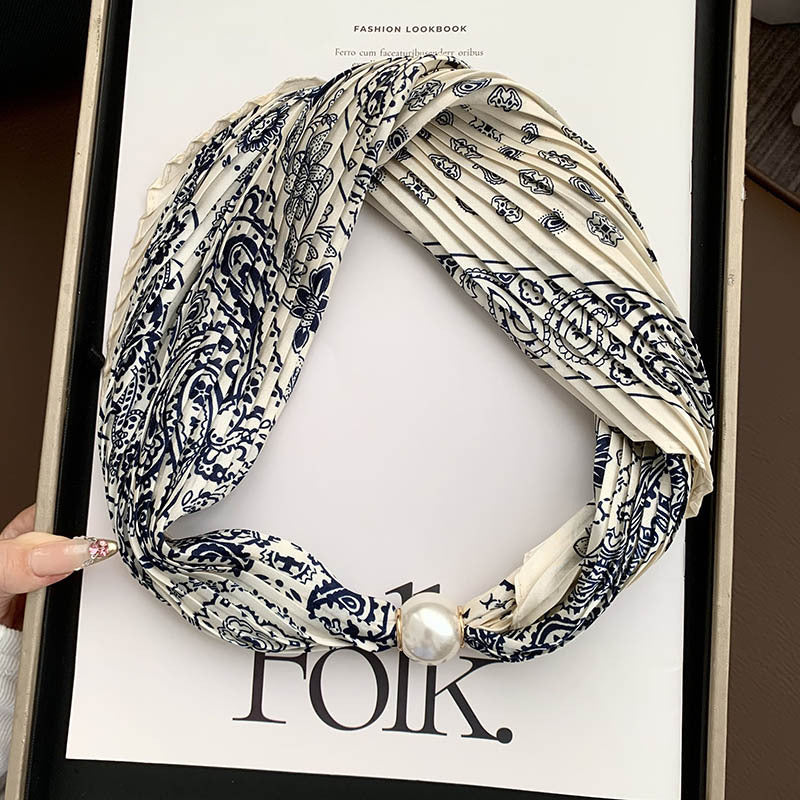 Magnetic Pearl Long Scarf Neck Warmer Women N6H112