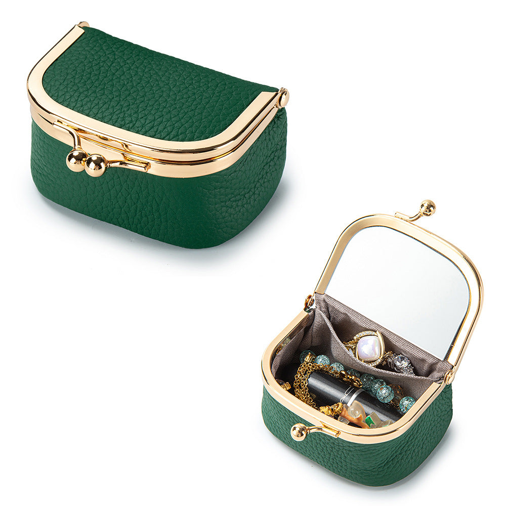 Women's Leather Mini Mirror Jewelry Case N6J230