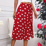 Load image into Gallery viewer, Printed Heart Polka Dot Slit Midi Pencil Skirt N6A124