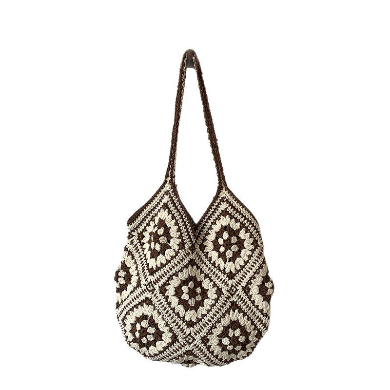 Handmade Crochet Cotton Tote Beach Bag N6A115