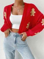Load image into Gallery viewer, Cookie Pattern Short Knit Cardigan MidLight N5A163
