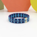 Load image into Gallery viewer, Evil Eye Rhombus Cuff Steel Stove-Enameled Elastic S5P152