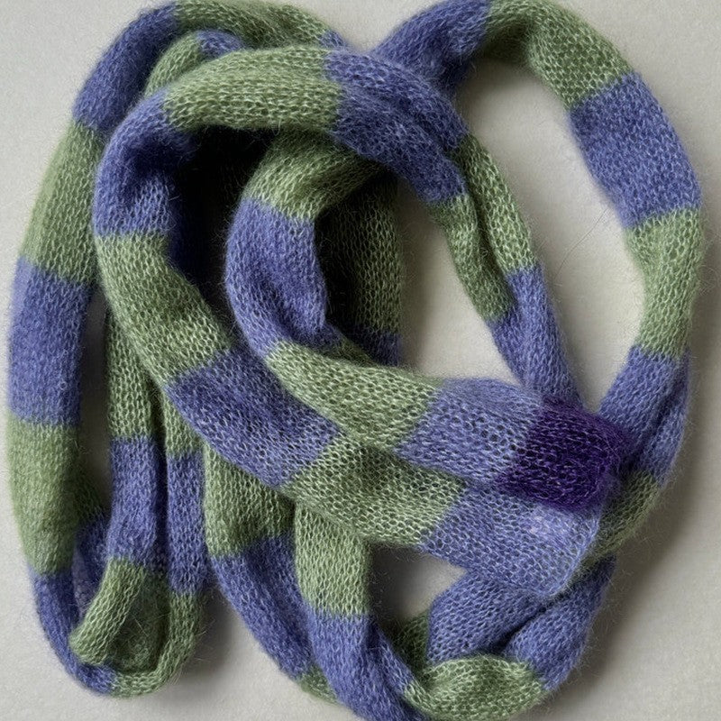 Mohair Blend Long Loop Scarf Striped Pattern  M5A082