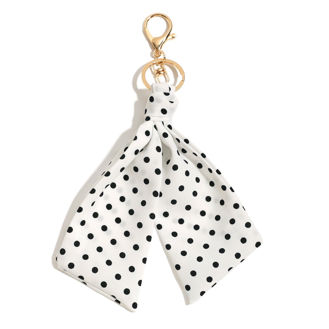 Polka Dot Fabric Bag Charm Keychain Accessory N6G114