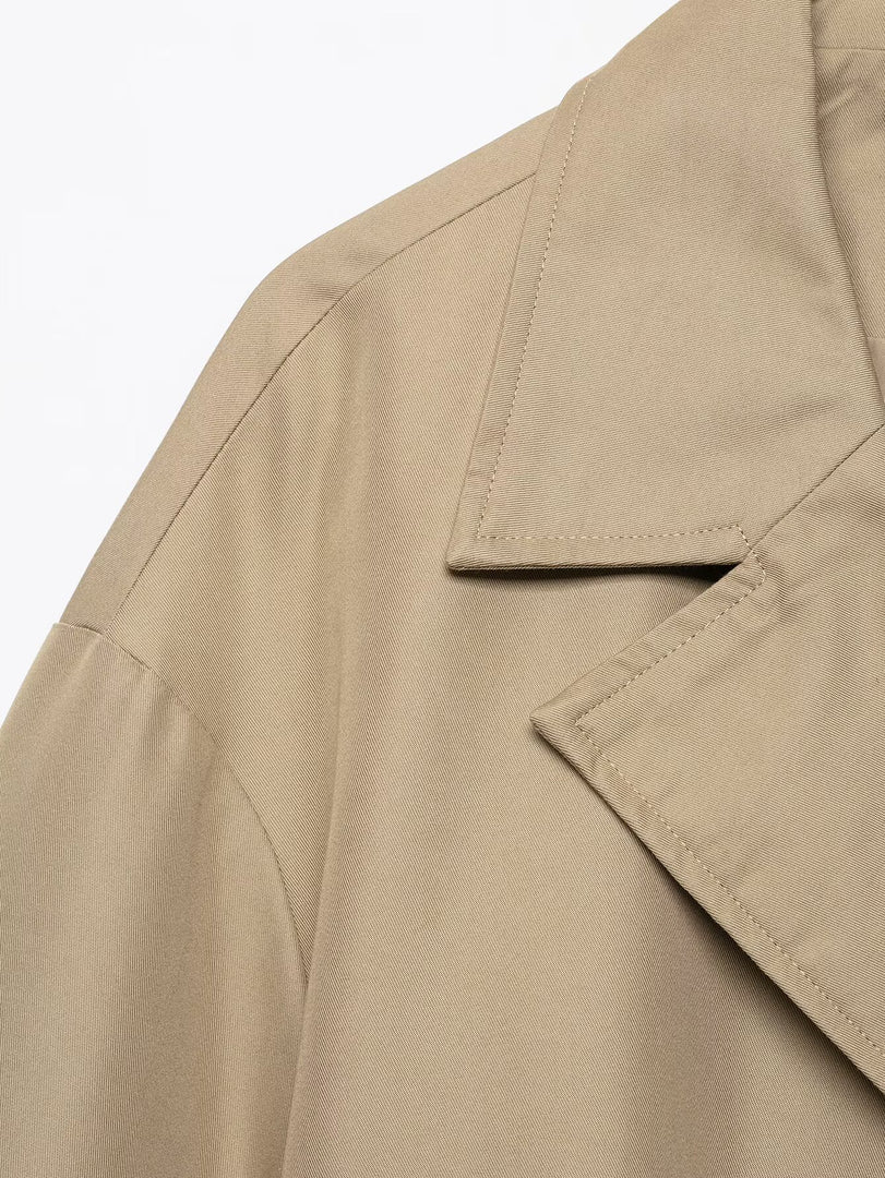 Loose Double-Breasted Cuffed Sleeve Trench Coat Women N6G163