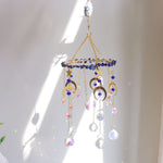 Load image into Gallery viewer, Raw Crystal Rotating Wind Chime Star Moon Sun Catcher N6F292