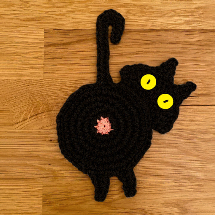 Knitted Cat Butt Coaster Handmade Cotton Mat N6G108
