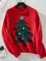 Load image into Gallery viewer, Christmas Tree Knit Sweater Women Round Neck Loose N6H262