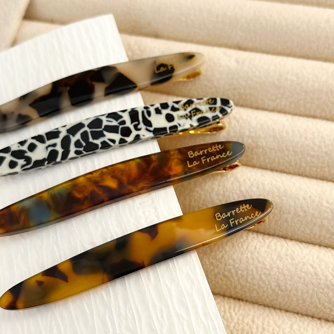 Side Hair Clip Acetate Gold Logo Women N6C356