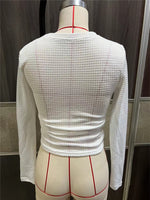 Load image into Gallery viewer, Fitted Checkered Long Sleeve Ruffle T-shirt Women N6C323