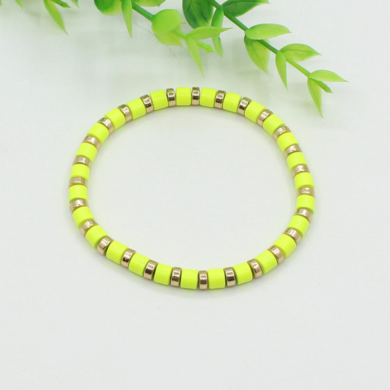 Tube Bead Chain Alloy Vitreous Enamel Rainbow S5P267