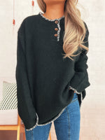 Load image into Gallery viewer, Contrast Tunic Sweater Mid Weight Black Green Apricot N5A226
