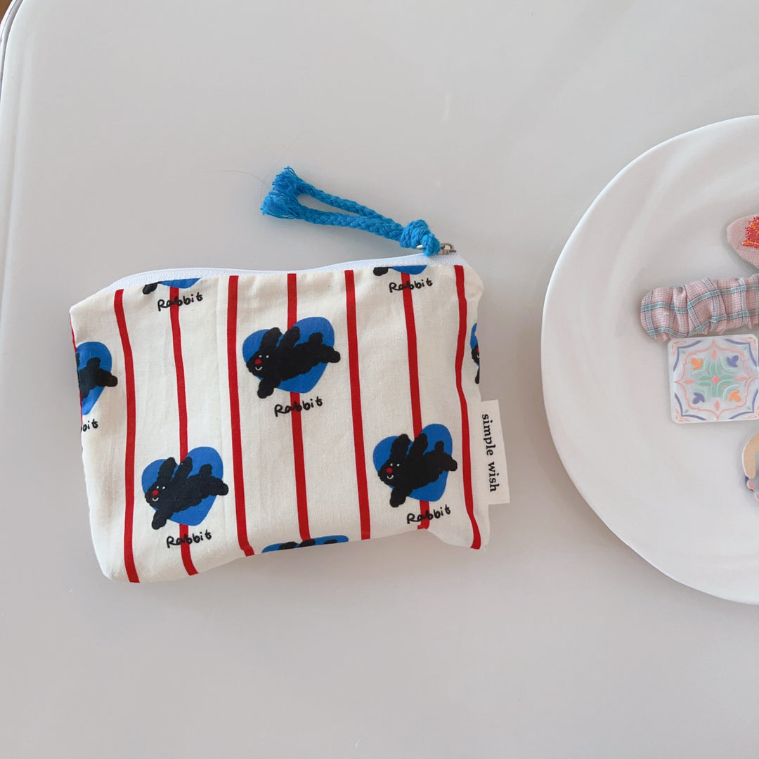Cat Motif Cotton Multi-Pocket Organizer Canvas Lining S5P360