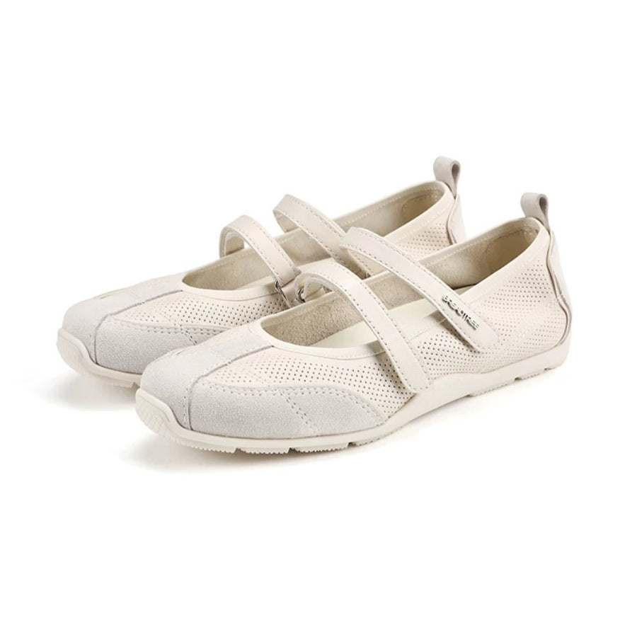 Sporty Double Strap Mary Jane Flat Shoes Women N6C143