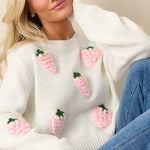 Load image into Gallery viewer, 3D Strawberry Knit Long Lightweight Off White N5Z696
