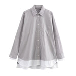 Load image into Gallery viewer, Striped Spliced Shirt Open Front Casual N6C093