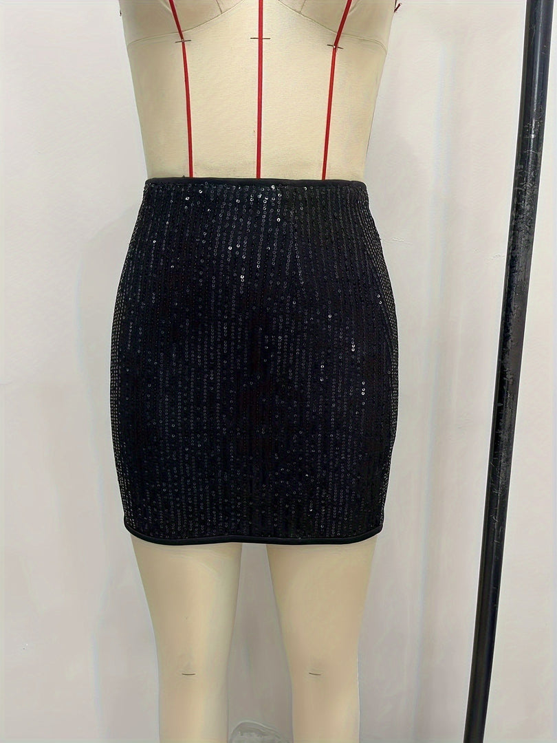 Sequin Bodycon High Waist Mini Skirt Women Sexy N6F225