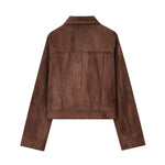 Load image into Gallery viewer, Slim Fit Notch Collar Jacket Women Brown N5A410