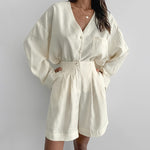 Load image into Gallery viewer, Cardigan Short Set Lightweight Beige N5Z637
