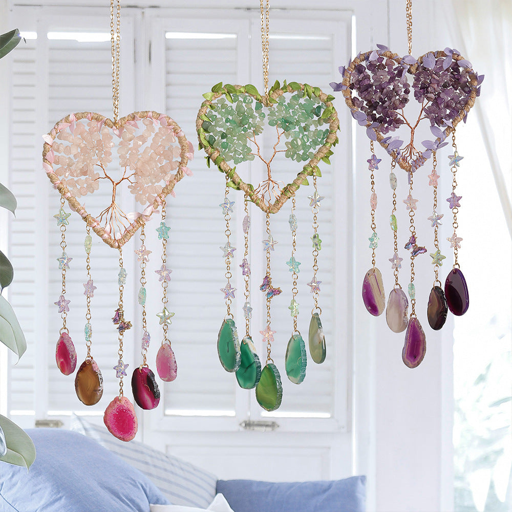 Love Heart Agate Tree Life Dream Catcher Sun Catcher N6F301