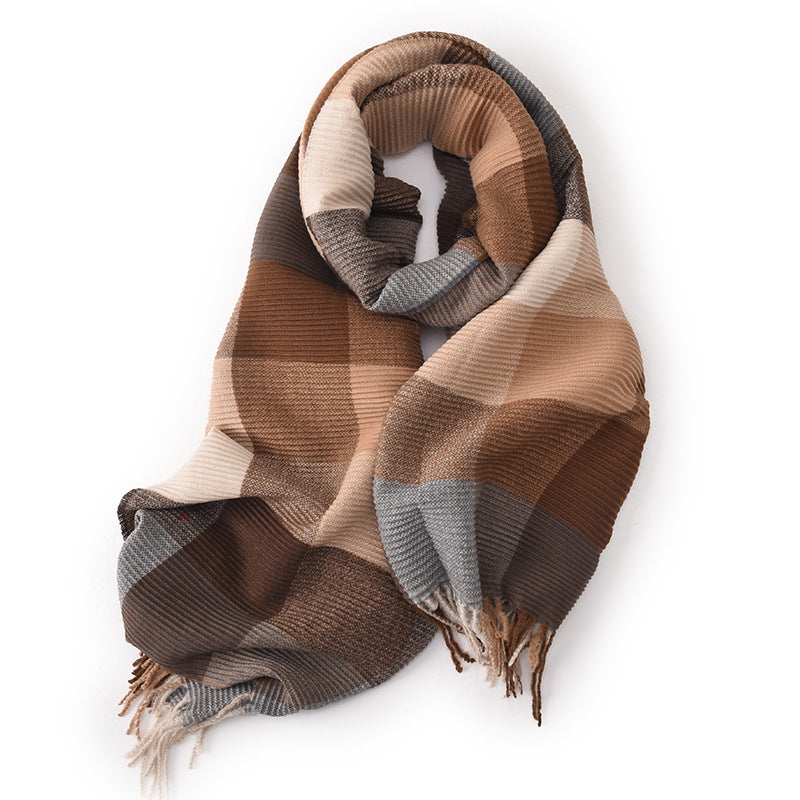 Pleated Check Faux Cashmere Wrap  M5A216