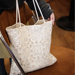 Load image into Gallery viewer, Sequined Lace Fabric Tote Bag Multi Position Carry S5P340