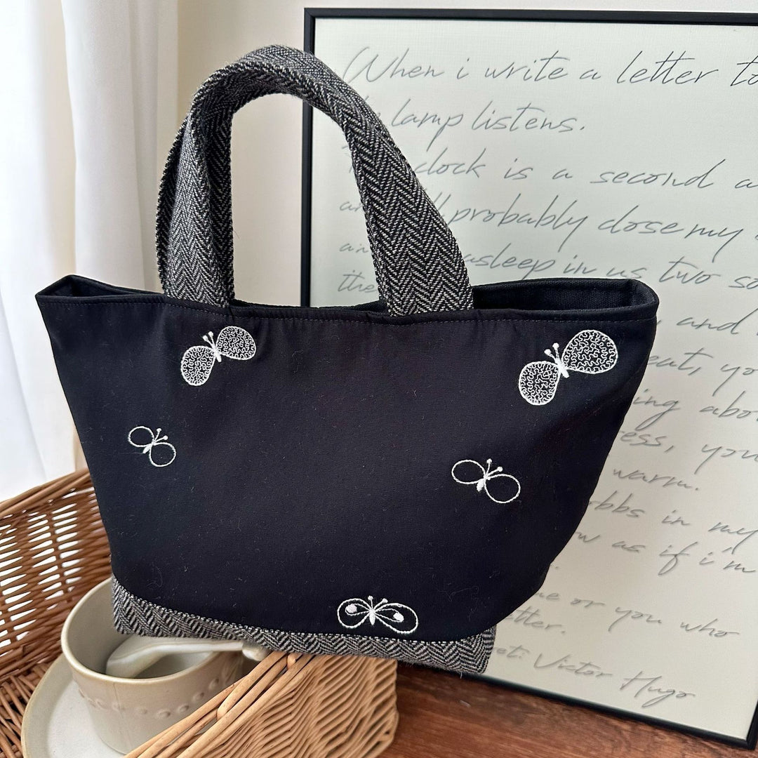 Handmade Butterfly Embroidery Canvas Tote Bag N6F120