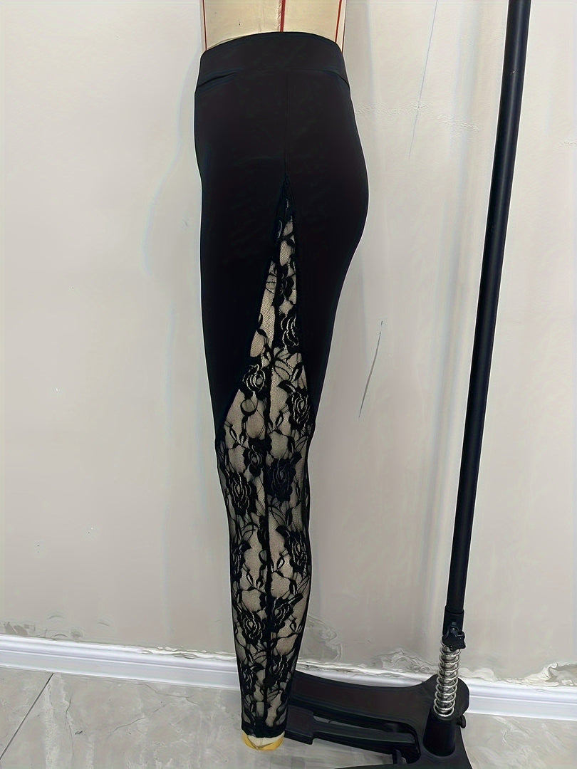 Lace Panel High Waist Shapewear Leggings Plus Size N6F232