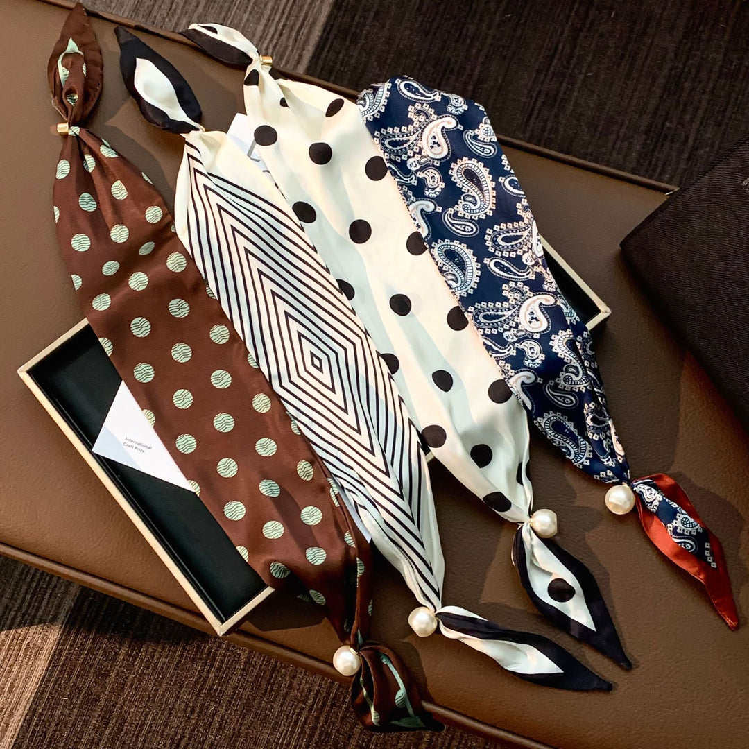 Long Scarf Pearl Magnetic Clasp Versatile Women N6H110