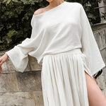 Load image into Gallery viewer, Cotton Slit Maxi Set Mid Weight White N5Z636
