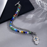 Load image into Gallery viewer, Bead Strand Bracelet Steel Evil Eye Charm Layered S5P105
