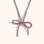 Load image into Gallery viewer, Crystal Bow Necklace Steel Gold Plated Delicate S5P231
