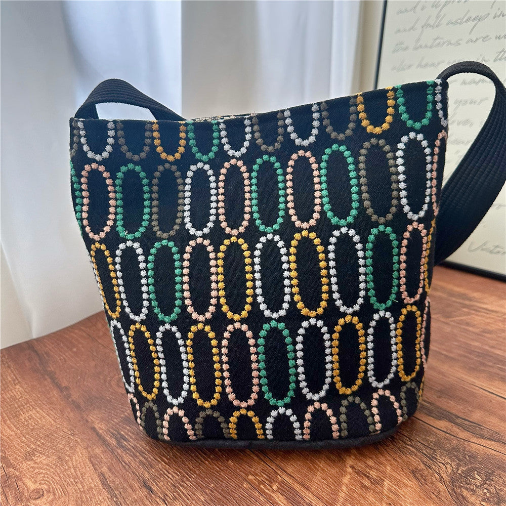 Cotton Handmade Embroidered Easter Egg Bucket Bag N6F124