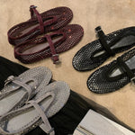 Load image into Gallery viewer, Rhinestone Mesh One-Strap Ballet Flats Round Toe N6G250