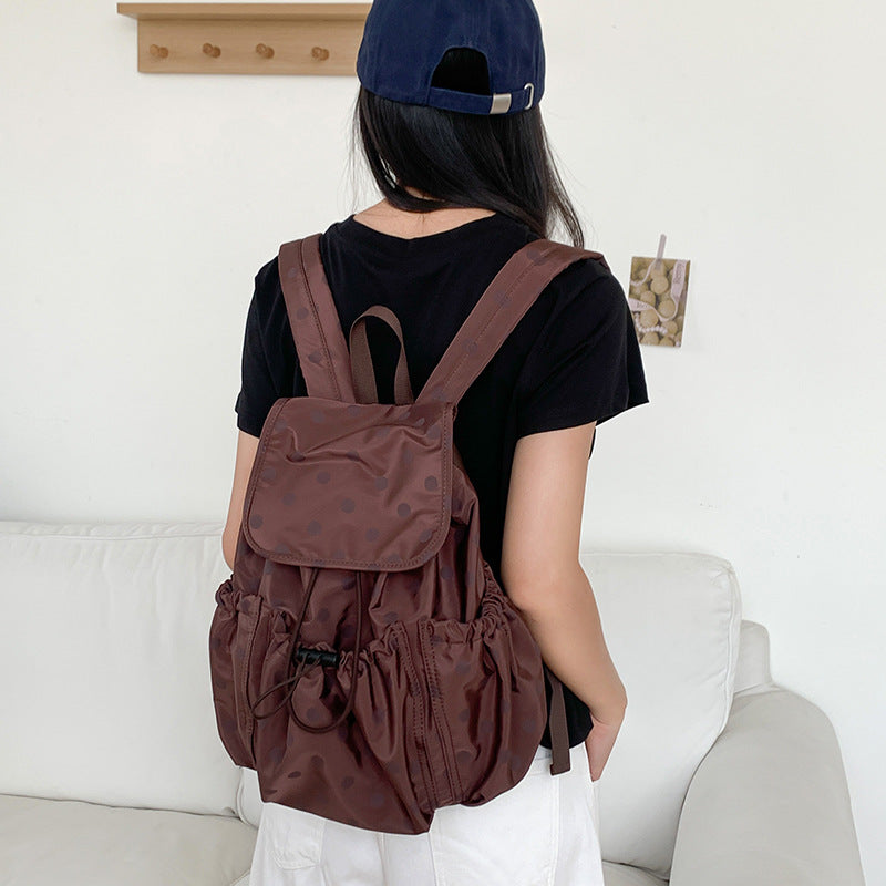 Polka Dot Backpack Women Lightweight Nylon Daypack N6F053