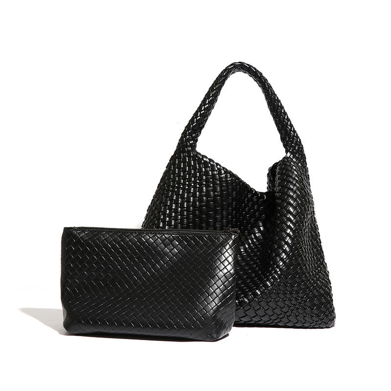 Women's PU Woven Bucket Tote Bag N6J156