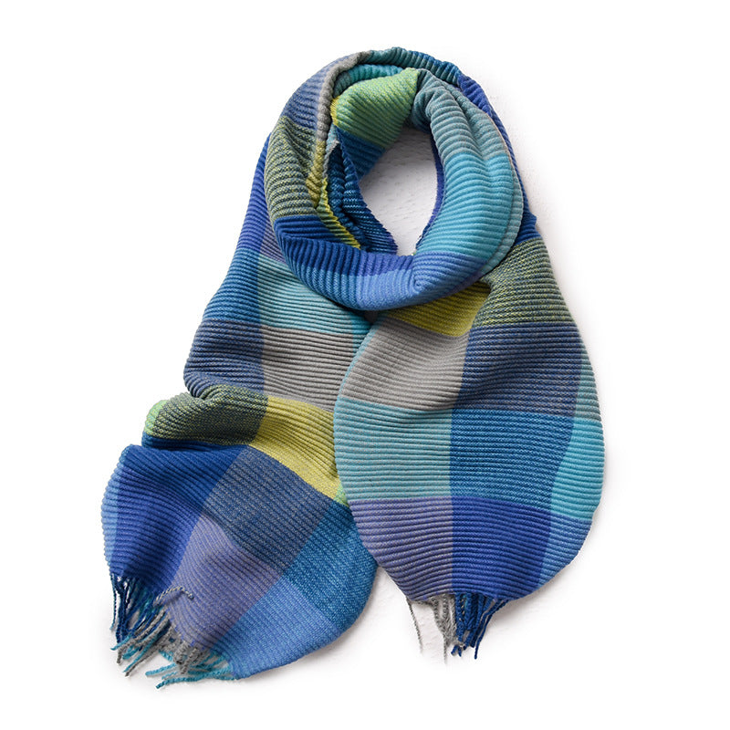Pleated Check Faux Cashmere Wrap  M5A216