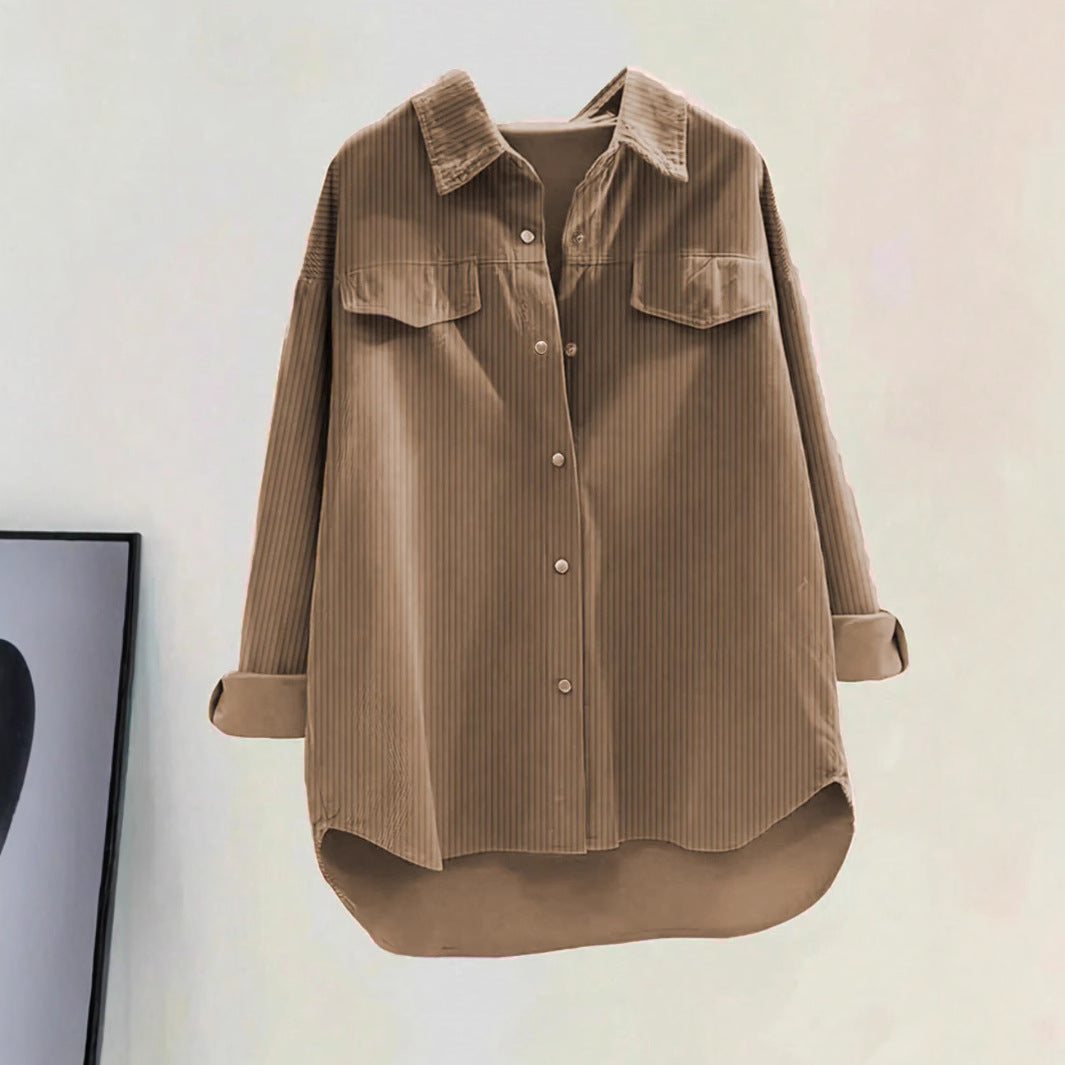 CordBlend Relax Shirt MidHeavy Olive Khaki N5A155