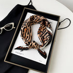 Load image into Gallery viewer, Pleated Leopard Paisley Satin Scarf 70cm Square N6G225