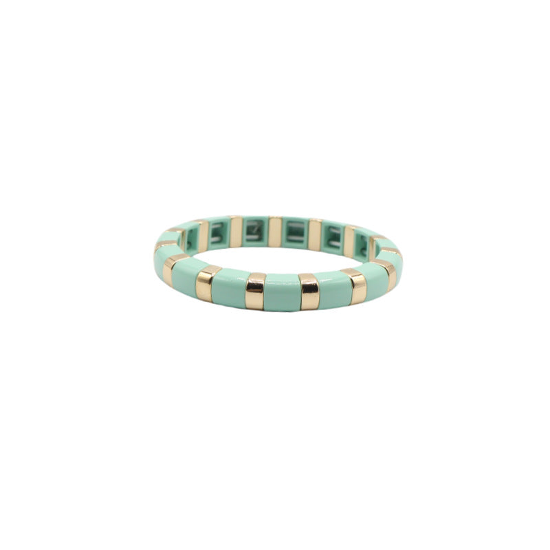 Semi Circle Bead Bangle Alloy Vitreous Enamel S5P266
