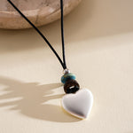Load image into Gallery viewer, Leather Cord Ceramic Pendant Choker Cold Minimal N6H142