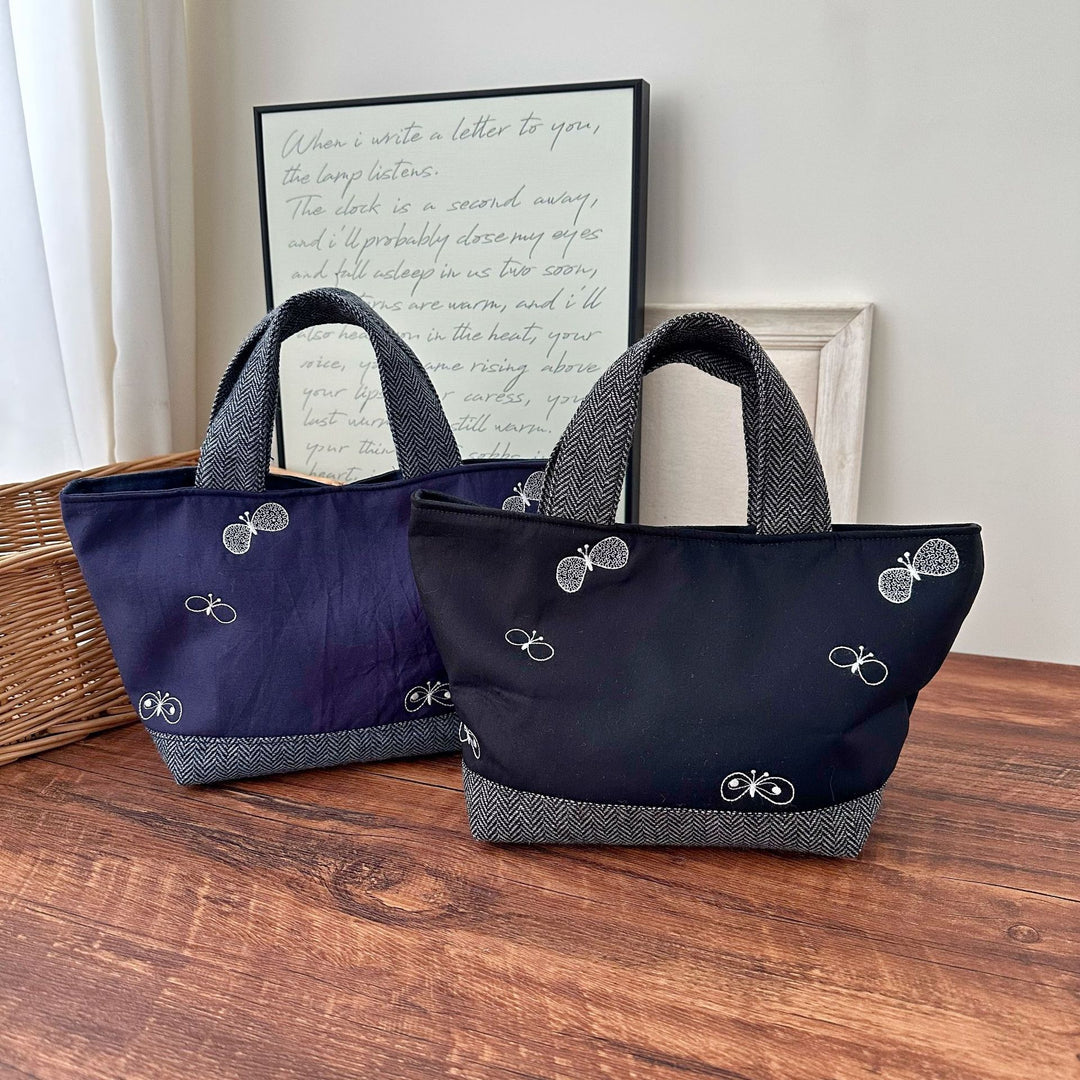 Handmade Butterfly Embroidery Canvas Tote Bag N6F120