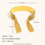 Load image into Gallery viewer, Fringe Cuff Bracelet Steel Gold Plated Rotating Ring S5P246