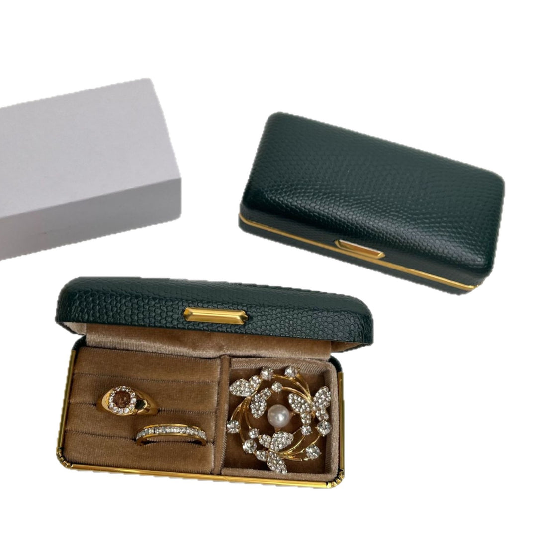 Luxury PU Leather Jewelry Box Gold Trim Ring Case N6G101