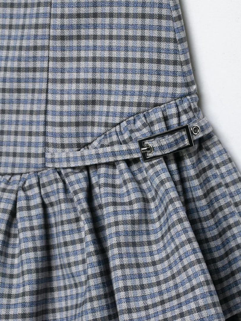 Layered Gingham Dress Women N6D126