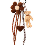 Load image into Gallery viewer, Cartoon Plush Bear Heart Flower Bag Charm Keychain S5P940