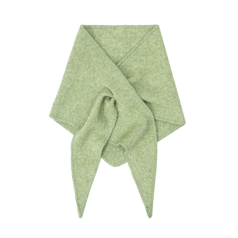 Wool Knit Triangle Shawl Scarf Women Winter N6H236