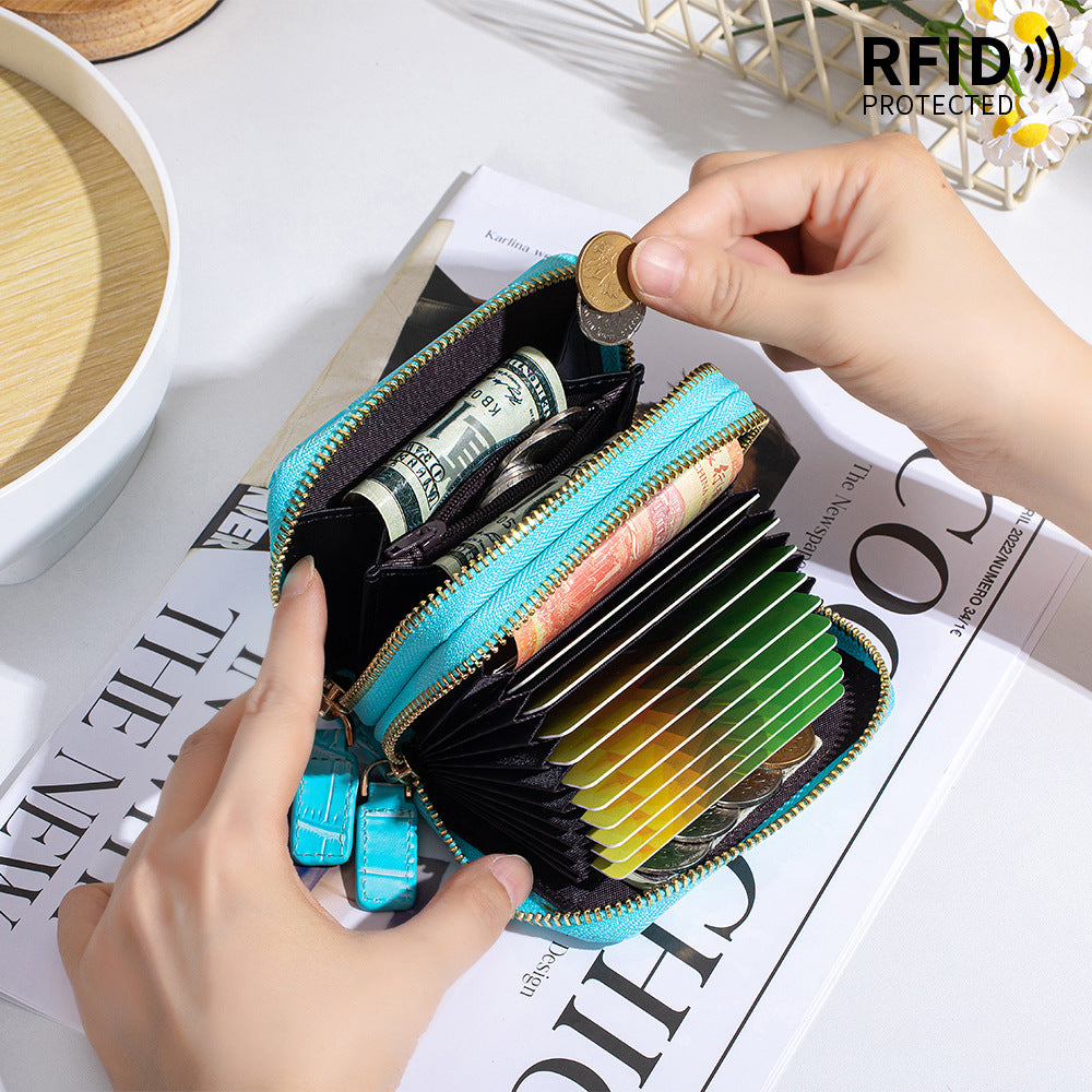 Crocodile Texture RFID Card Holder Zip Around Wallet N6G094