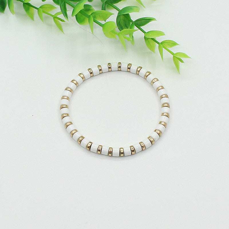 Tube Bead Chain Alloy Vitreous Enamel Rainbow S5P267